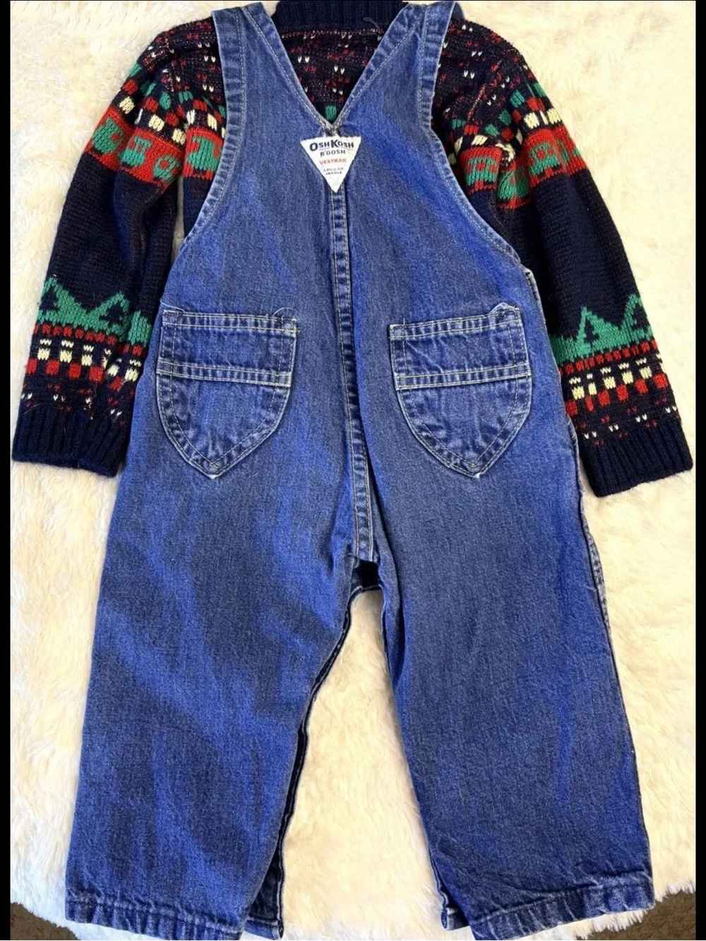 VTG Oshkosh B’Gosh Boys Vestbak Bib Overalls Snap Leg 18 Months